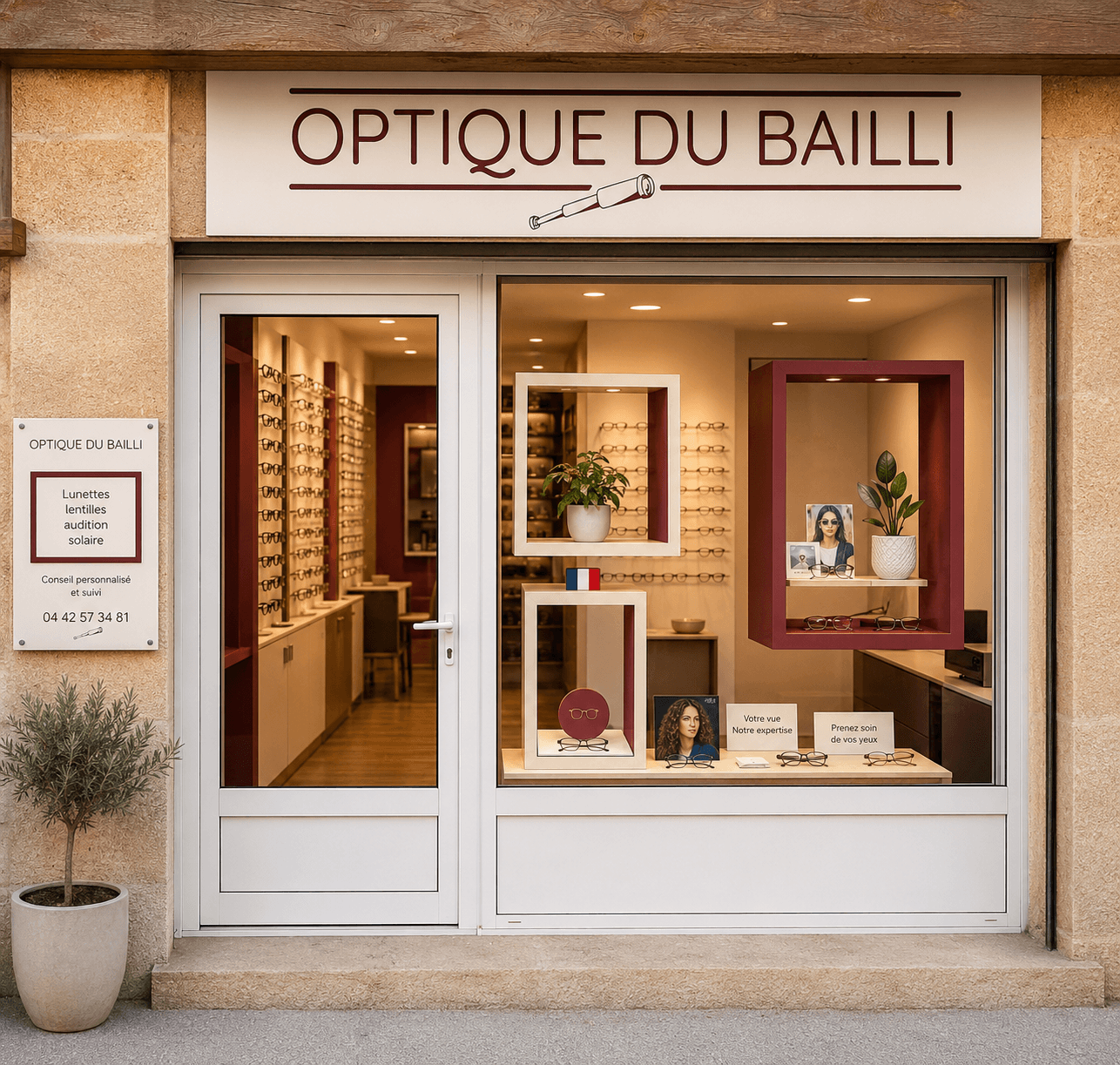 Vitrine de la boutique Optique du Bailli à Saint-Cannat