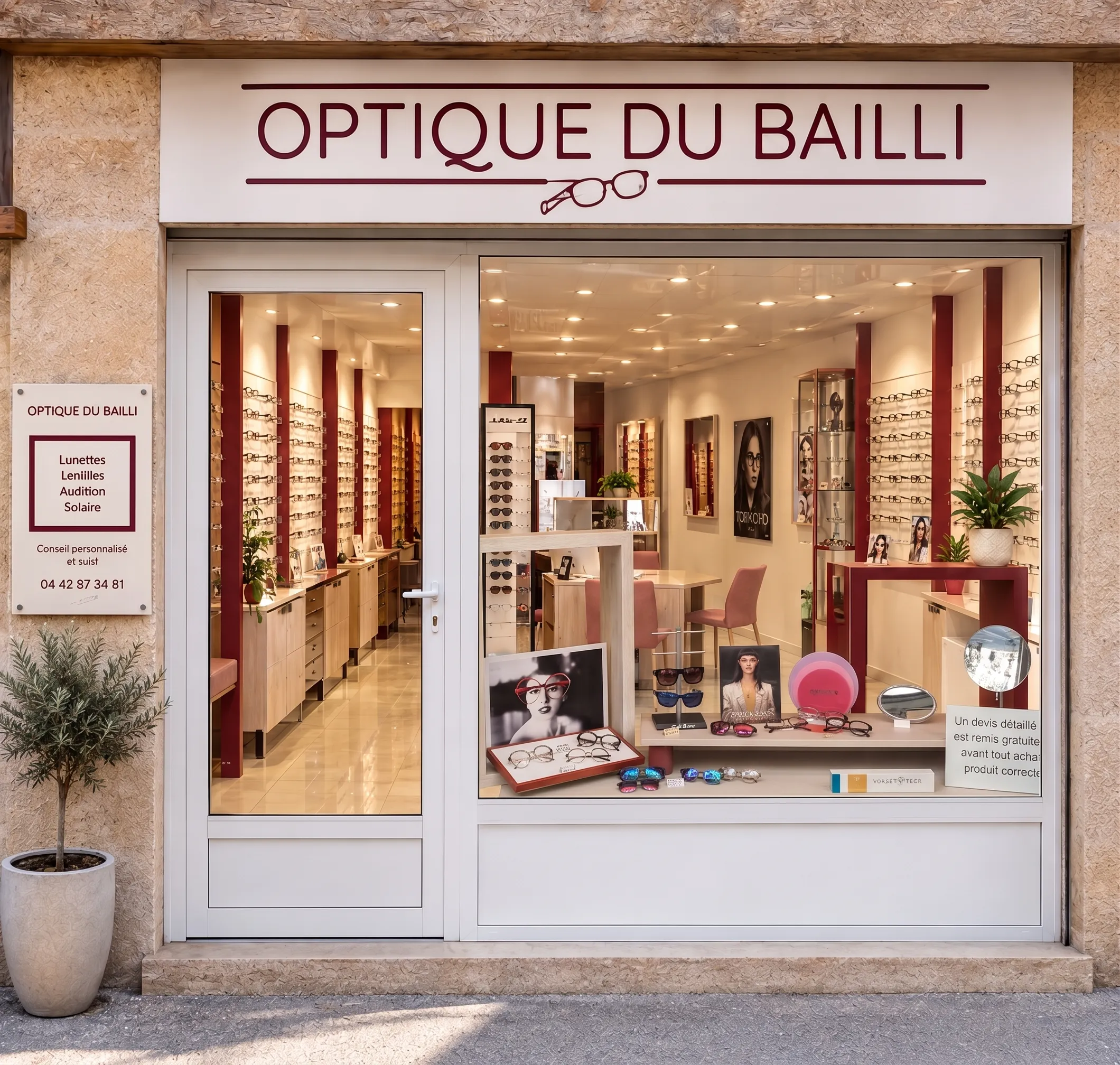 Vitrine de la boutique Optique du Bailli à Saint-Cannat